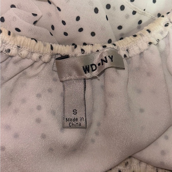 WD.NY Off-Shoulder Tiered Midi Dress in White and Black - Picture 4 of 4